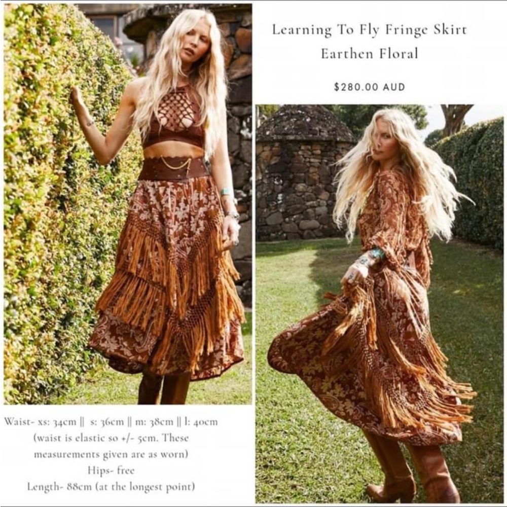 Chasing Unicorns Earthen Floral Fringe Skirt